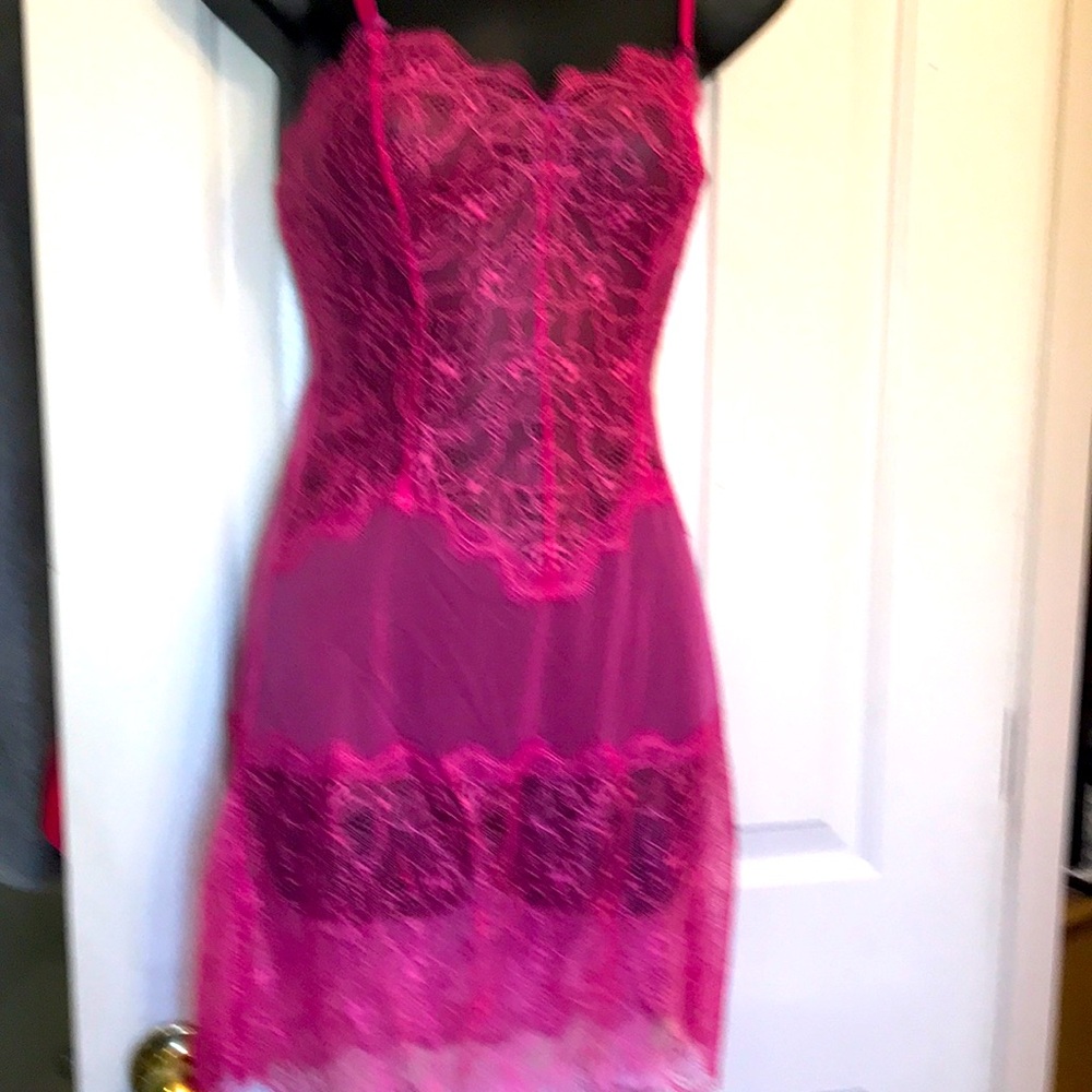 B. Tempt’d Lace Chemise. Hot Pink. Adjustable straps. Size Small.